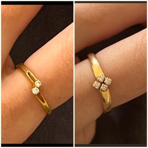 Diamond Ring Bundle. 18K Diamond solitaire pattern rings. Dainty diamond rings